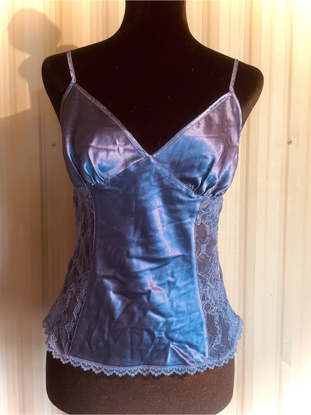 NEW Victorias Secret 100% Silk Camisole Top Cami 90s Y2K Babydoll Lace Sheer S